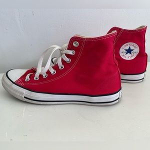 Red Converse Chuck Taylor high top sneakers